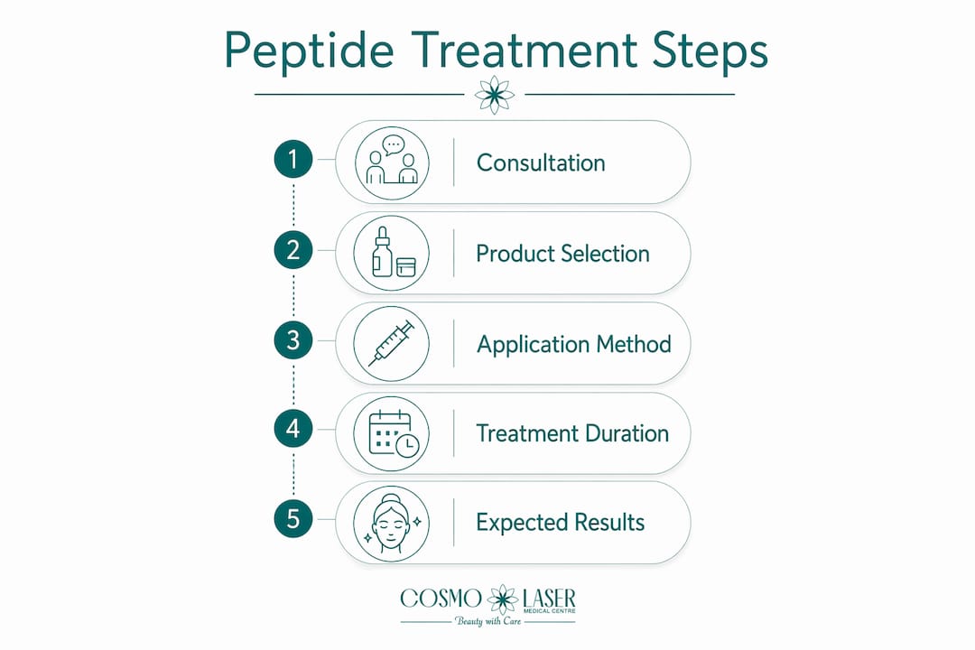 Infographic showing peptide treatment process steps
