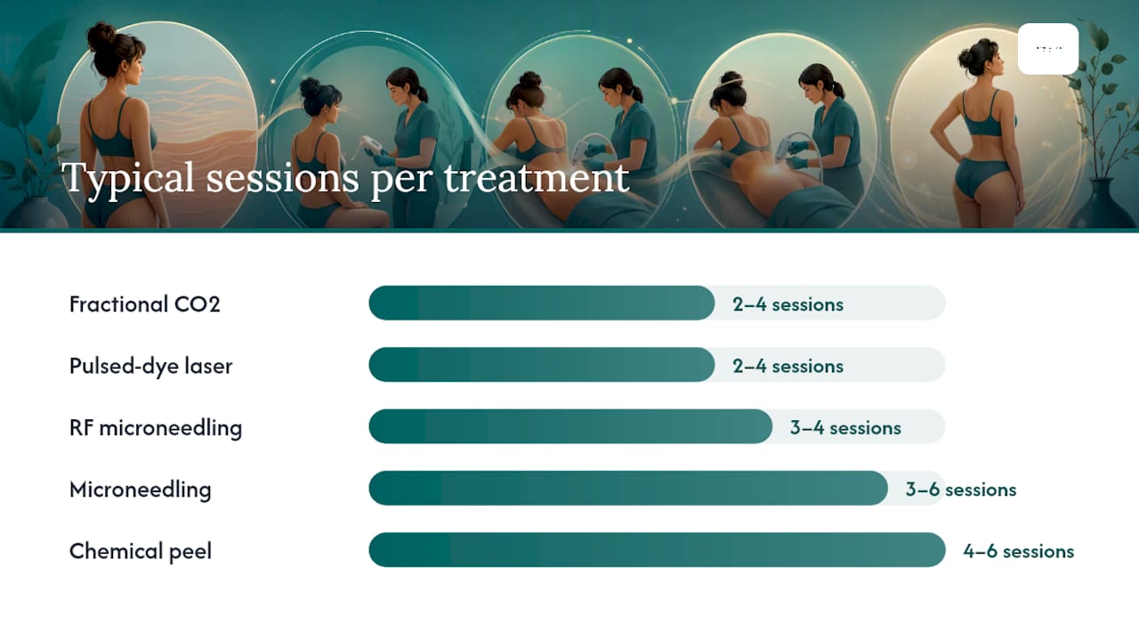 Comparison infographic of stretch mark treatments and outcomes