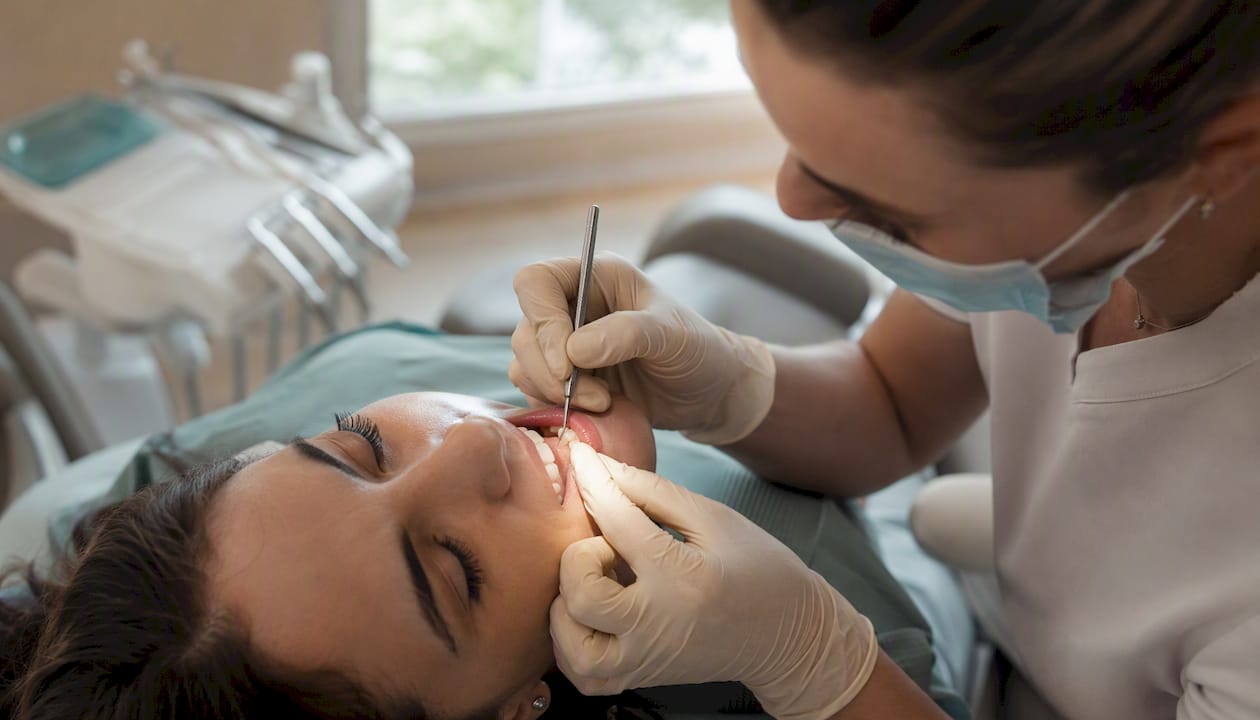 Dentist sculpting composite resin veneer