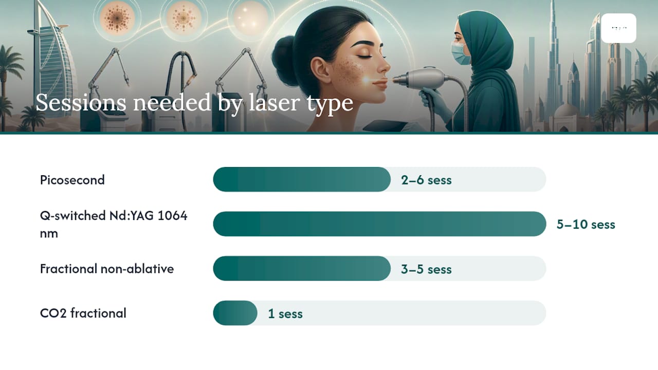 Diagram comparing laser types for pigmentation treatment