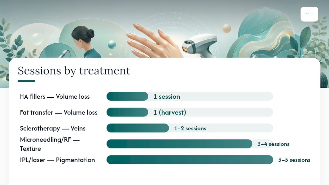 Comparison chart of hand rejuvenation treatments