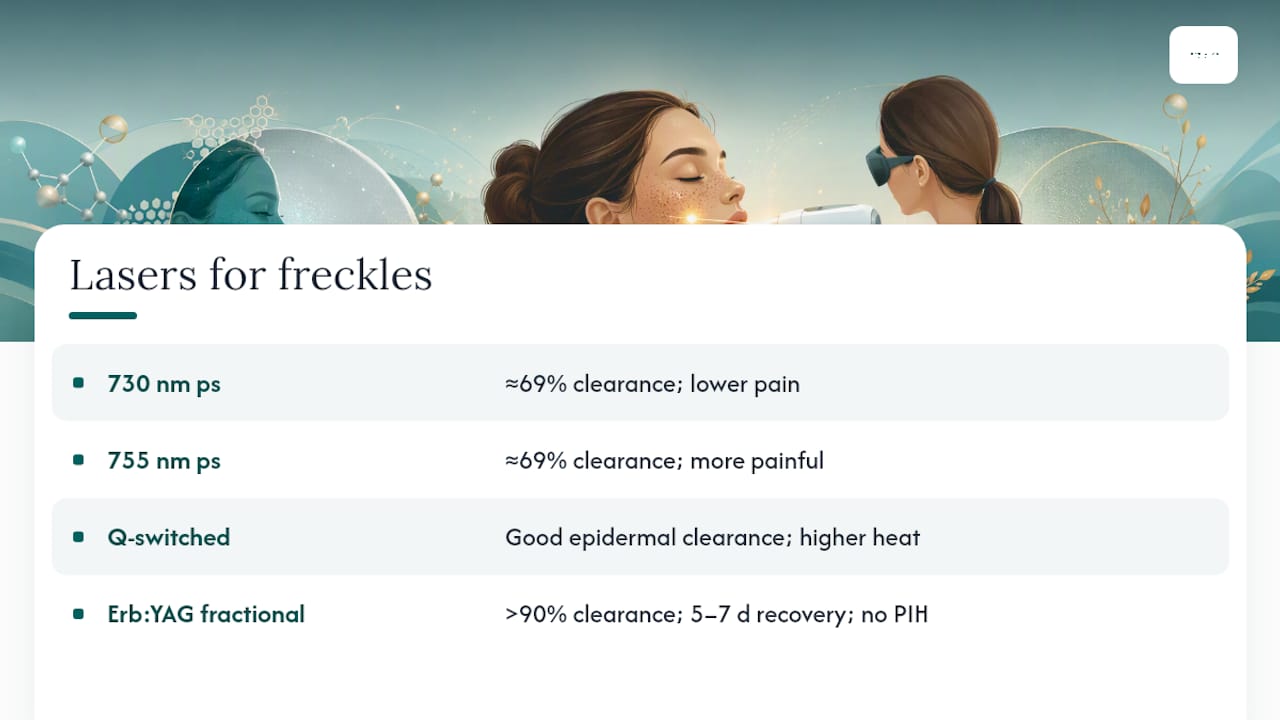 Diagram comparing laser types for freckle removal